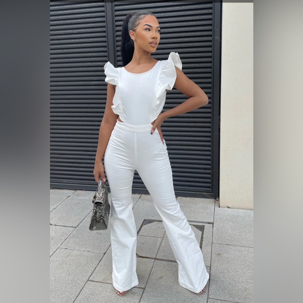 White denim jumpsuit